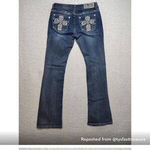 Grace In La Womens Jeans Size 29 Medium Blue Stretch Boot Embellished